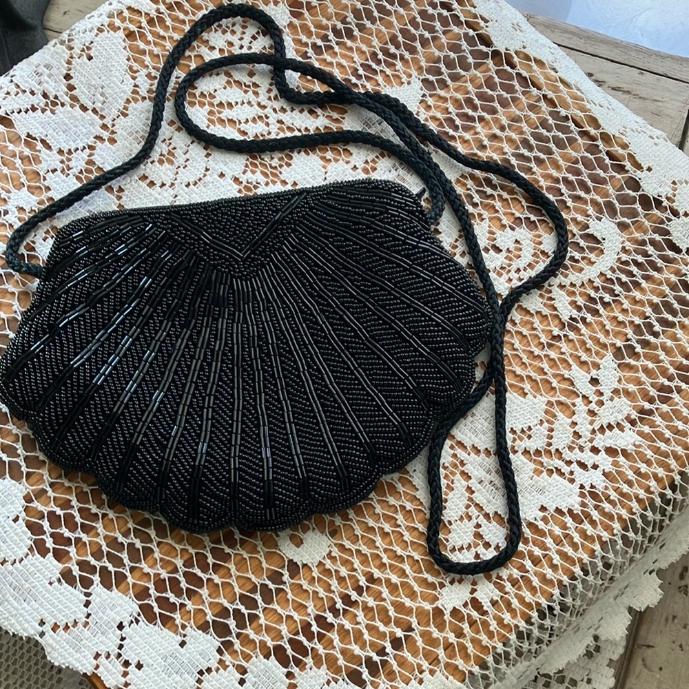 Elegant Black Beaded Women's Bag